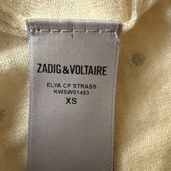 Zadig & Voltaire ELYA CP STRASS V-Neck Crystal Cashmere V-Neck Sweater Size XS - Picture 13 of 13
